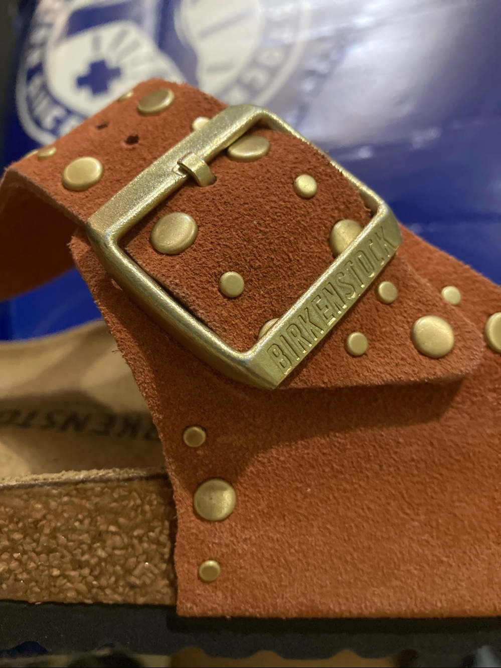 Birkenstock Gizeh Rivet Studded Thong Sandals In Dark Rust Size 42 - Picture 5 of 13